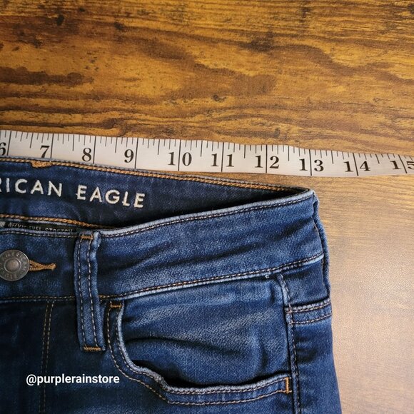 American Eagle Jeans 4 S Super Hi Rise Jegging Next Level Stretch Medium Dark - Picture 7 of 12